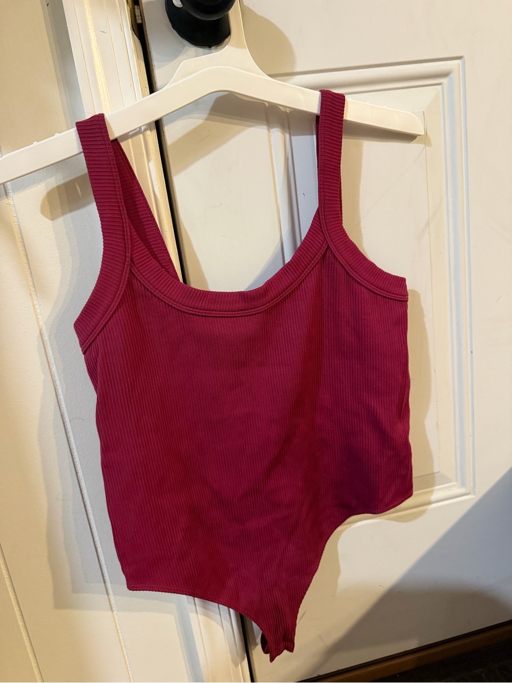 No Boundaries Ribbed Tank Bodysuit in Berry
